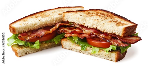A classic BLT sandwich with crispy bacon, fresh lettuce, and ripe tomato