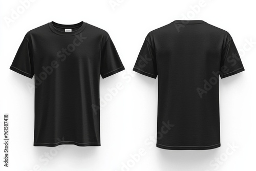 Black Tshirt Mockup Front and Back Isolated created with Generative AI