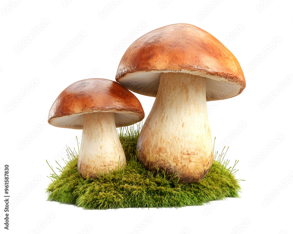 Fresh Ceps Mushrooms on Moss, Nature’s Bounty in Cartoon Style, Isolated on a Transparent PNG Background Fresh Ceps Mushrooms on Moss, Nature’s Bounty in Cartoon Style, Isolated on a Transparent PNG Background