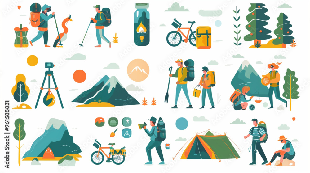 Naklejka premium illustration of a set of christmas decorations