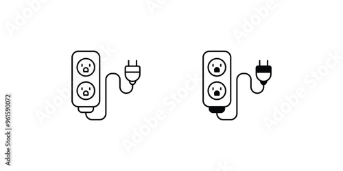 extension cord set icon with white background vector stock illustration