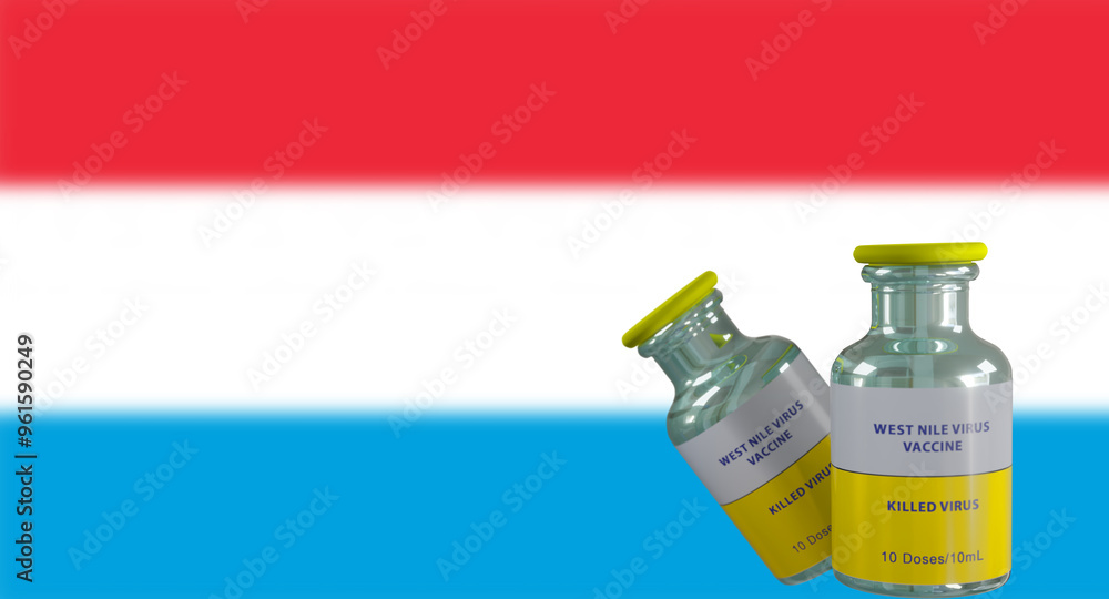 West Nile Virus, Vaccine West Nile for Luxembourg, Vaccine Killed Virus. 3D work and 3D image West Nile Virus, Vaccine West Nile for Luxembourg, Vaccine Killed Virus. 3D work and 3D image