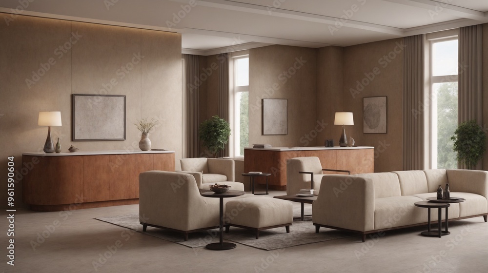 Fototapeta premium A beautiful living room interior design, An empty interior room mockup template design.