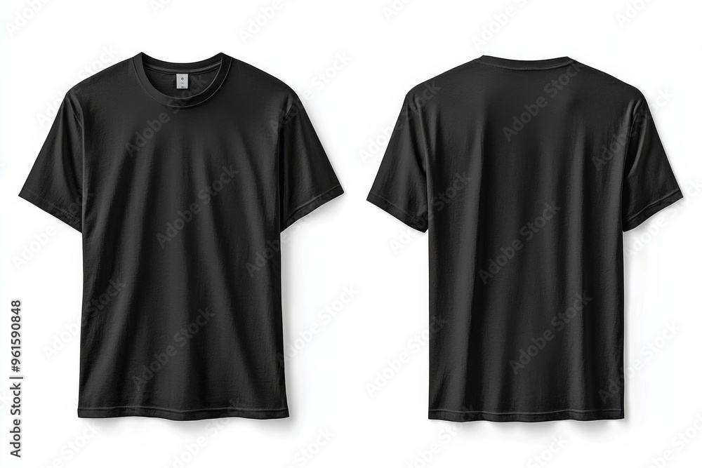Black Tshirt Mockup Front and Back Isolated created with Generative AI Black Tshirt Mockup Front and Back Isolated created with Generative AI