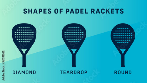 Padel racket shapes vector graphic illustration color