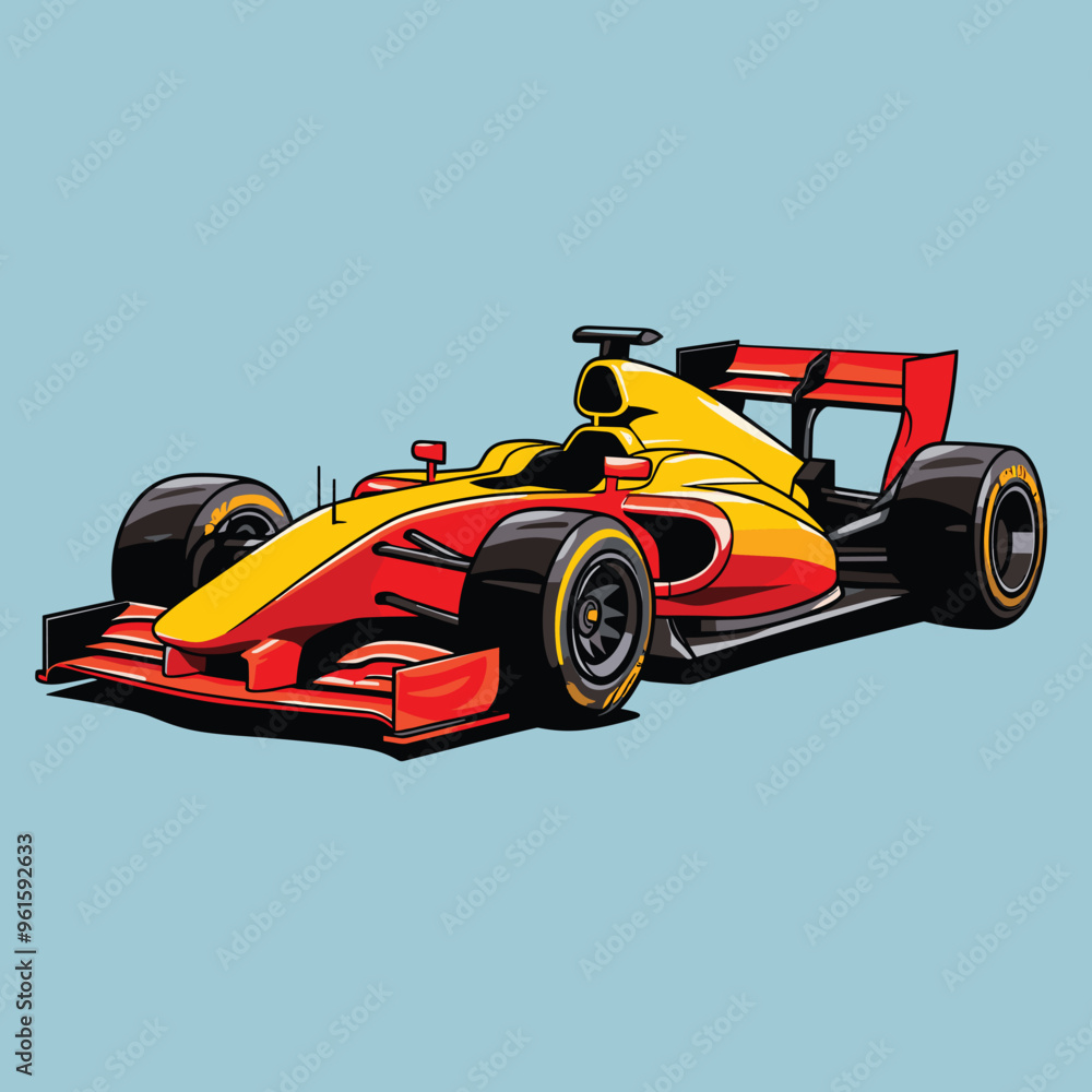 Fototapeta premium Formula Racing Car, Fast Motor Racing Bolide Cartoon Vector Illustration Icon