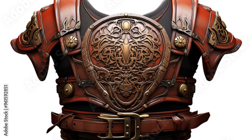 classic medieval chest armor, studio view, isolated on transparent background.