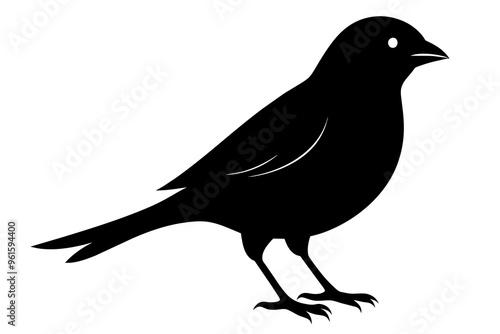 Canary bird silhouette black color vector art illustration photo