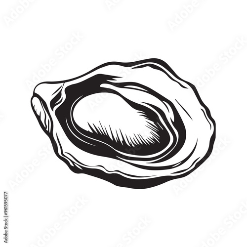 Oyster in cartoon, doodle style . Image for t-shirt, web, mobile apps and ui. Isolated 2d vector illustration in logo, icon, sketch style, Eps 10, black and white. AI Generative