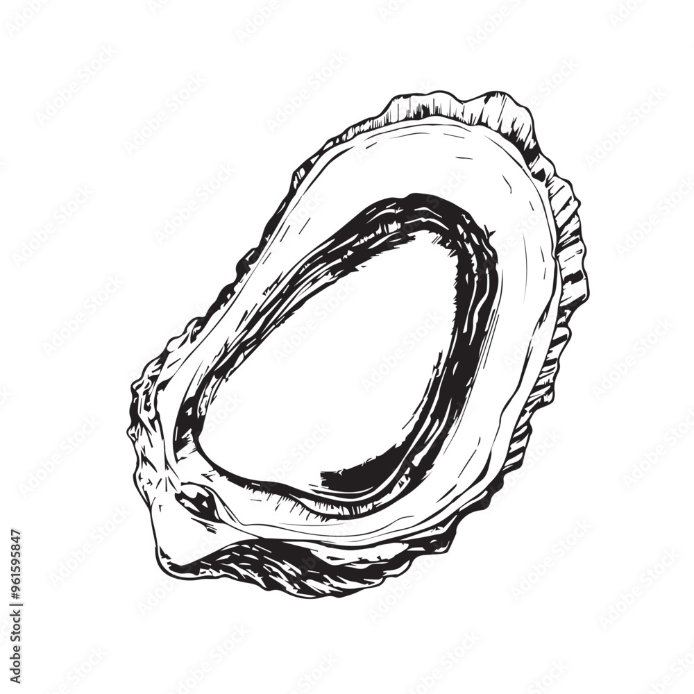 Oyster in cartoon, doodle style . Image for t-shirt, web, mobile apps and ui. Isolated 2d vector illustration in logo, icon, sketch style, Eps 10, black and white. AI Generative