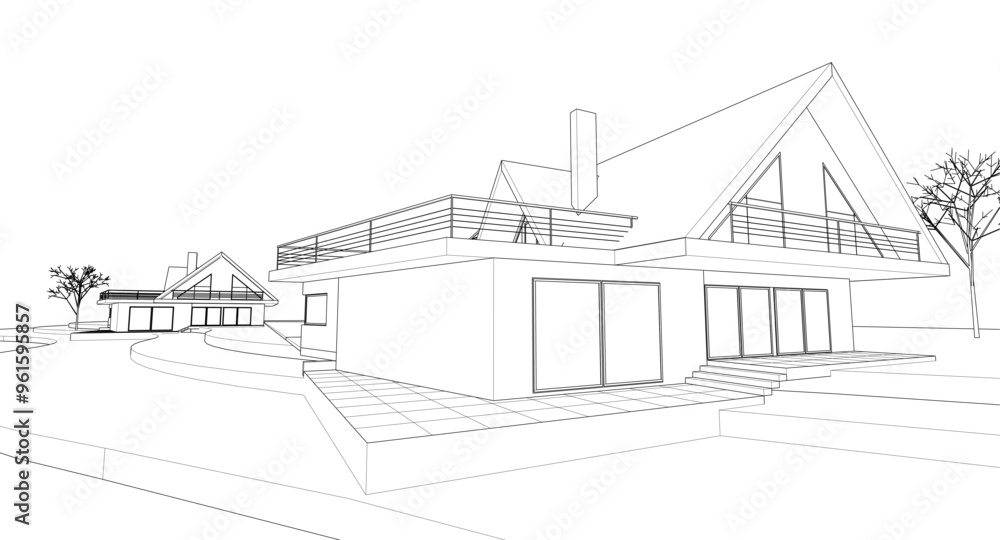 modern residential architecture 3d illustration modern residential architecture 3d illustration