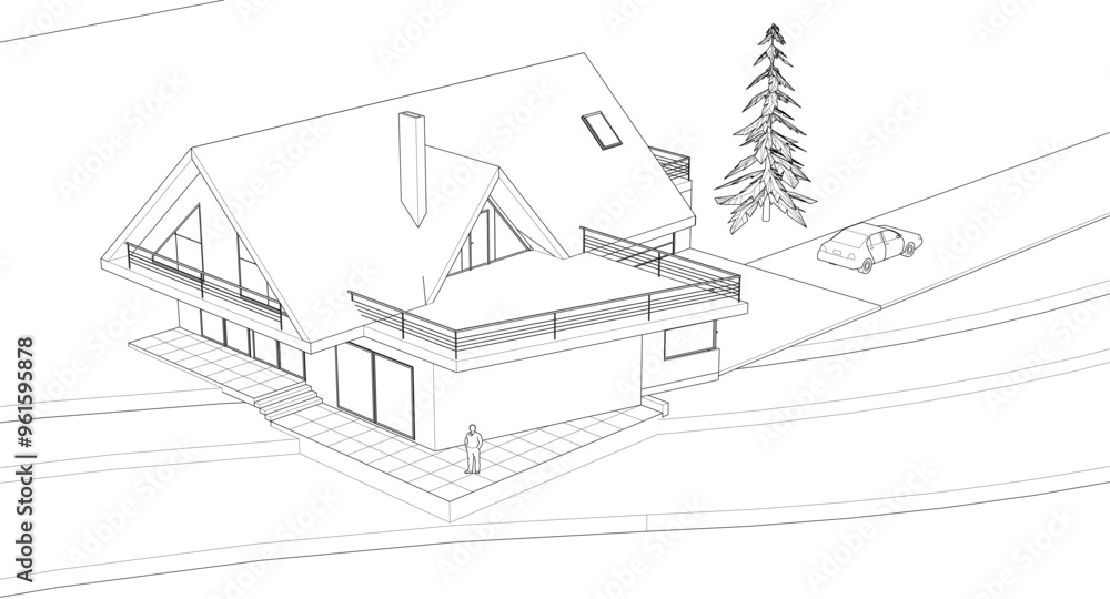 modern residential architecture 3d illustration modern residential architecture 3d illustration