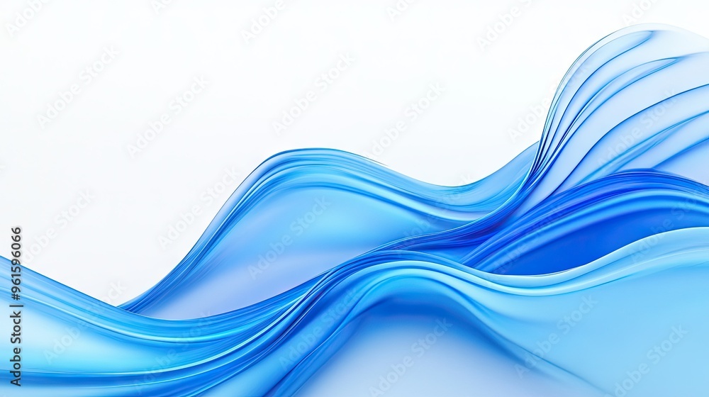 Minimalist 3D illustration of blue waves with subtle gradients, flowing seamlessly on a white background, ideal for tech brochures or business flyers. Minimalist 3D illustration of blue waves with subtle gradients, flowing seamlessly on a white background, ideal for tech brochures or business flyers.