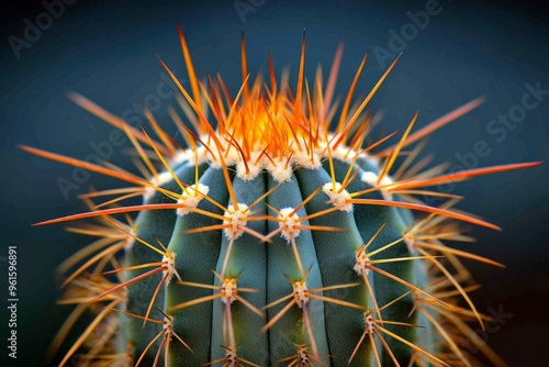 Close-up of a Cactus with Sharp Spines photo