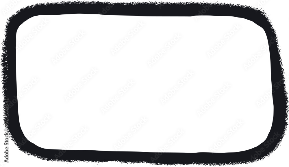 Black square frame with grunge torn edges and soft rounded corners. Vector illustration of rough ripped rectangle frame isolated on light background. Vector illustration perfect for sticker, collage Black square frame with grunge torn edges and soft rounded corners. Vector illustration of rough ripped rectangle frame isolated on light background. Vector illustration perfect for sticker, collage