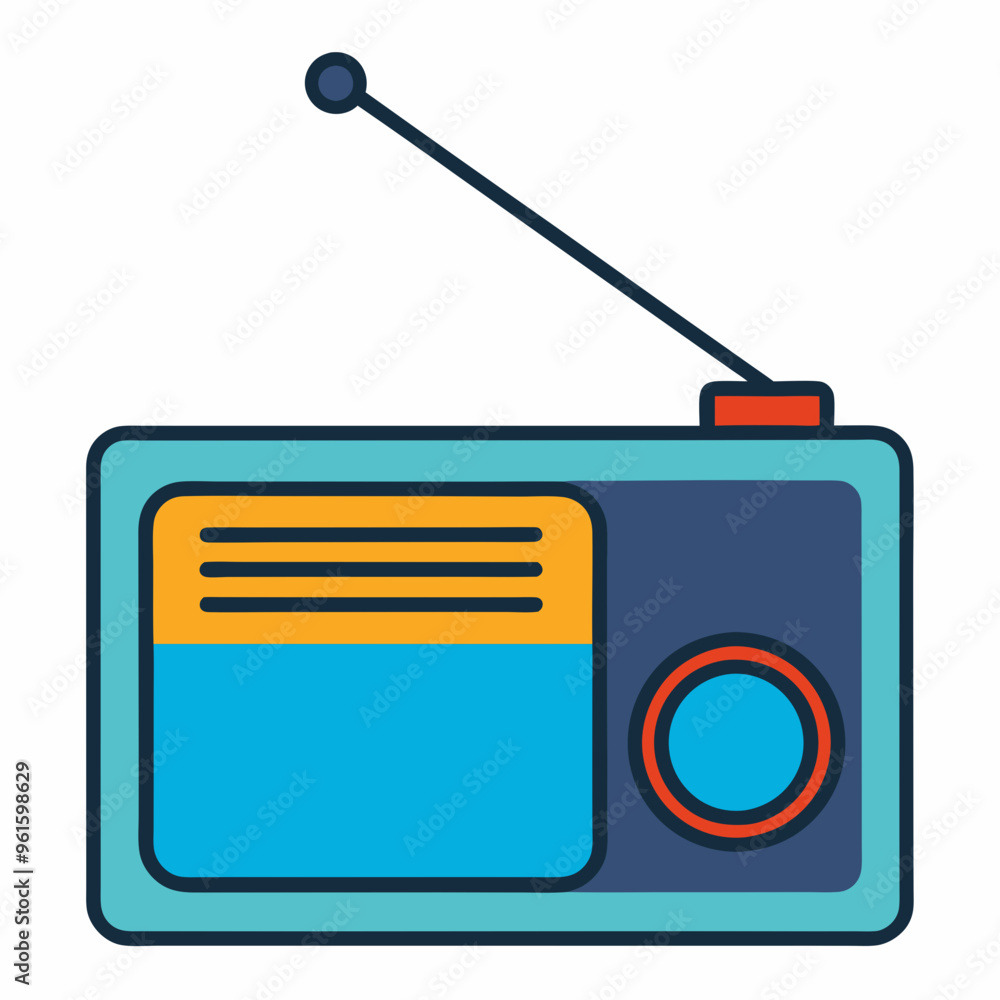 Transistor radio with an antenna on a white background Transistor radio with an antenna on a white background