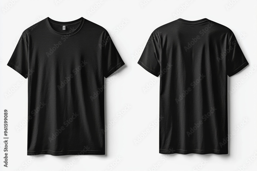 Black Tshirt Mockup Front and Back Isolated created with Generative AI Black Tshirt Mockup Front and Back Isolated created with Generative AI