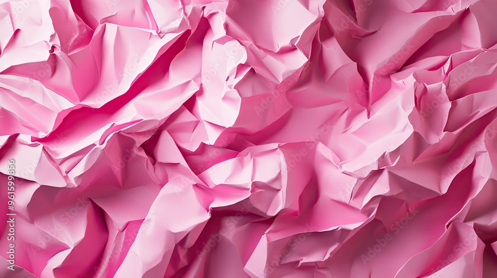 Stylish 3D abstract background with layers of pink crumpled paper, offering a textured and trendy visual for creative projects. Stylish 3D abstract background with layers of pink crumpled paper, offering a textured and trendy visual for creative projects.