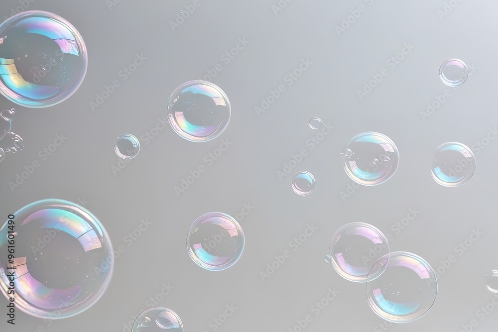 Vibrant Soap Bubbles on a Clean White Background Vibrant Soap Bubbles on a Clean White Background