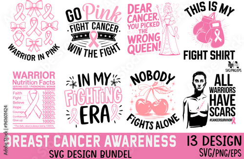 Breast cancer awareness t-shirt design bundle. Gift T-shirt for women