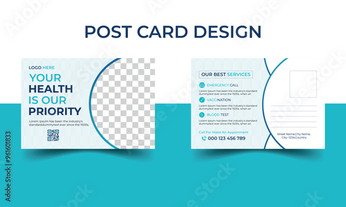 Postcard flyer vector Template Medical care postcard design