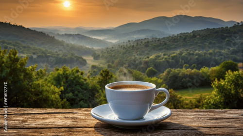 cup of coffee on the mountain