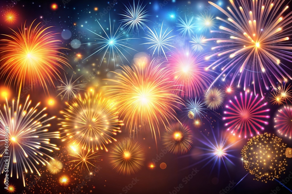Naklejka premium Colorful fireworks display illuminating night sky with bright and vibrant explosions