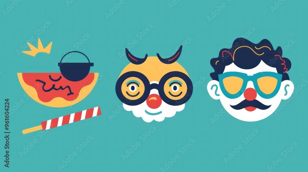 Funny Character Illustrations with Red and Yellow Colors. Funny Character Illustrations with Red and Yellow Colors.