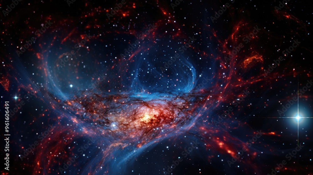 Fototapeta premium A stunning cosmic landscape with swirling nebulae and a scattering of stars.
