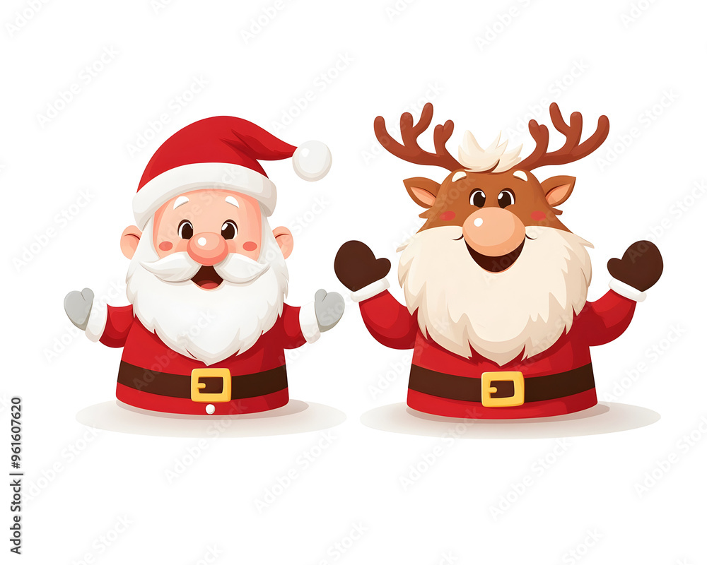 Santa and Rudolph Banner Side by Side, Holiday Cheer in Cartoon Style, Isolated on a Transparent PNG Background Santa and Rudolph Banner Side by Side, Holiday Cheer in Cartoon Style, Isolated on a Transparent PNG Background