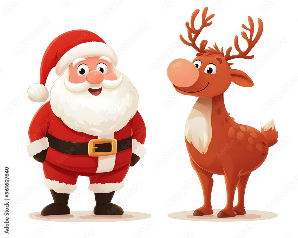 Santa and Rudolph Banner Side by Side, Holiday Cheer in Cartoon Style, Isolated on a Transparent PNG Background Santa and Rudolph Banner Side by Side, Holiday Cheer in Cartoon Style, Isolated on a Transparent PNG Background