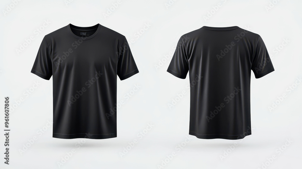 Black cotton raglan T-shirt mockup front and back view Black cotton raglan T-shirt mockup front and back view
