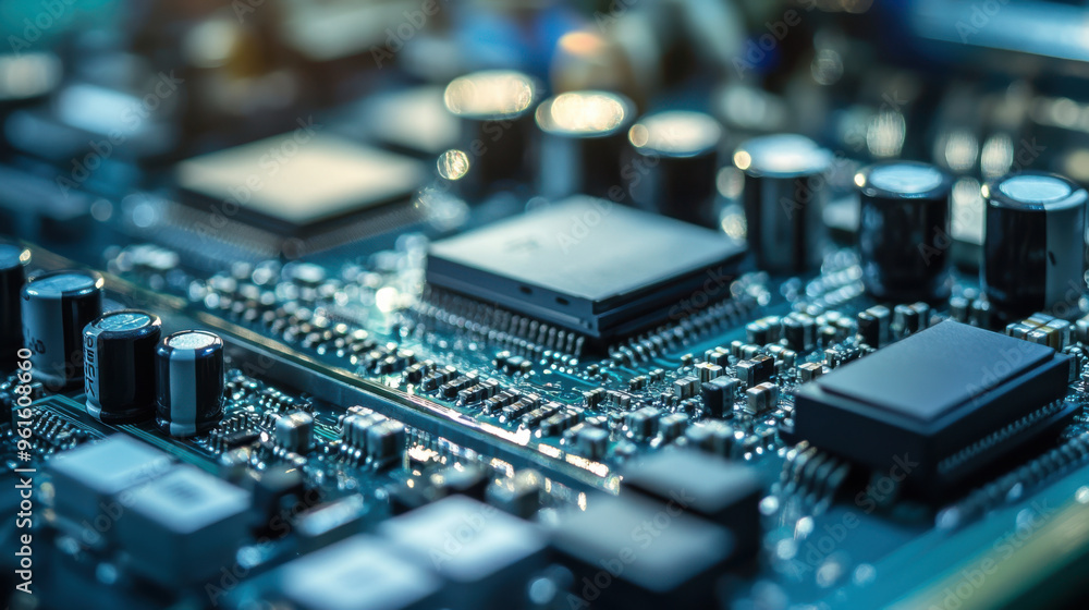 Advanced electronics factory in Japan, producing high-tech components. Advanced electronics factory in Japan, producing high-tech components.