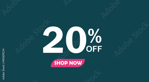 SALE discount promotion set made of numbers 20% OFF discount isolated on lite blue background.