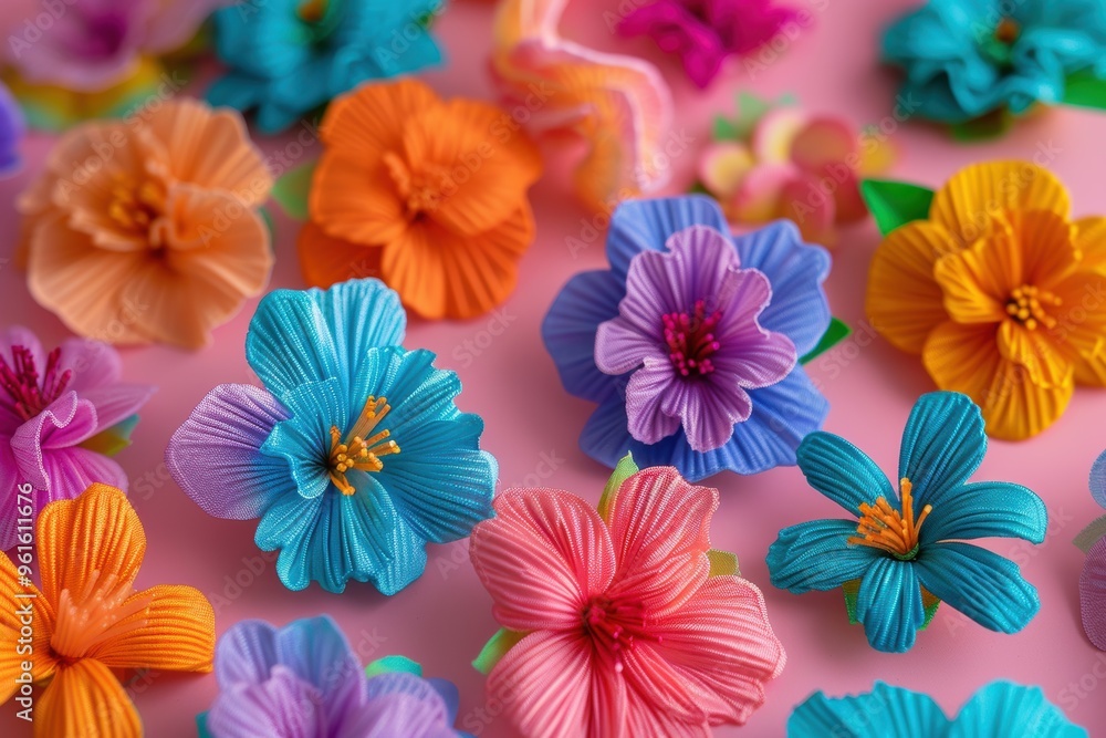 custom made wallpaper toronto digitalVibrant array of handcrafted paper flowers in a creative classroom setting