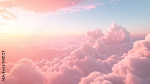 Wallpaper Mural Pink marshmallow clouds in a pastel sky, whimsical and dreamy sunset, soft and colorful evening light, peaceful view Torontodigital.ca