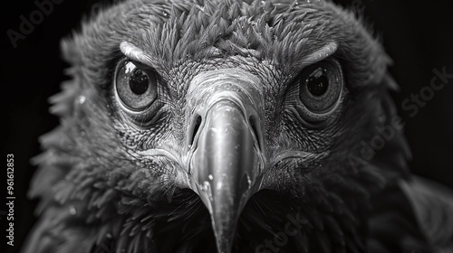 predator vulture closeup, wild bird of prey with wings spread in flight, beak and talons visible, scavenger animal in the natural environment, carnivorous raptor, wildlife photography