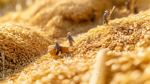 Microphotography of Rice Harvest: Detailed and War photo