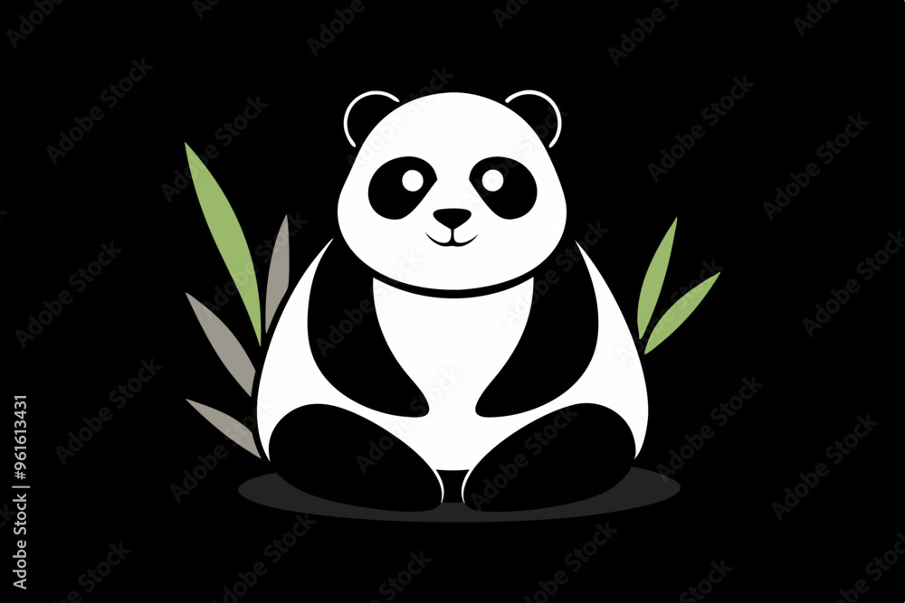 A black and white classic panda sticker A black and white classic panda sticker