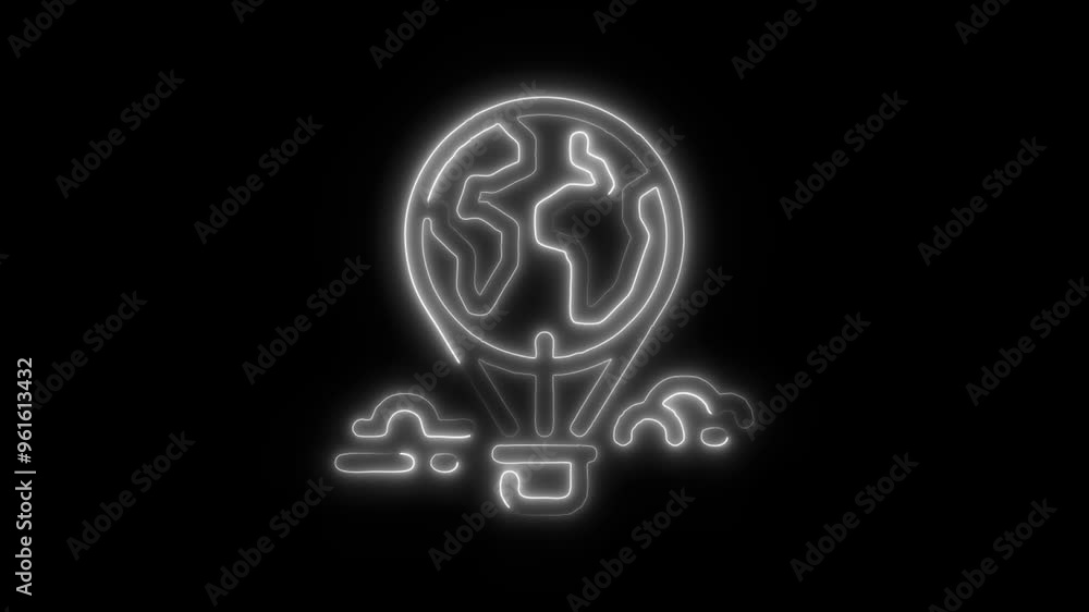 Neon Globalization Icon Video HD - Glowing World Symbol Representing Global Connectivity with Clouds on Black Background Animated for Business and Technology Neon Globalization Icon Video HD - Glowing World Symbol Representing Global Connectivity with Clouds on Black Background Animated for Business and Technology
