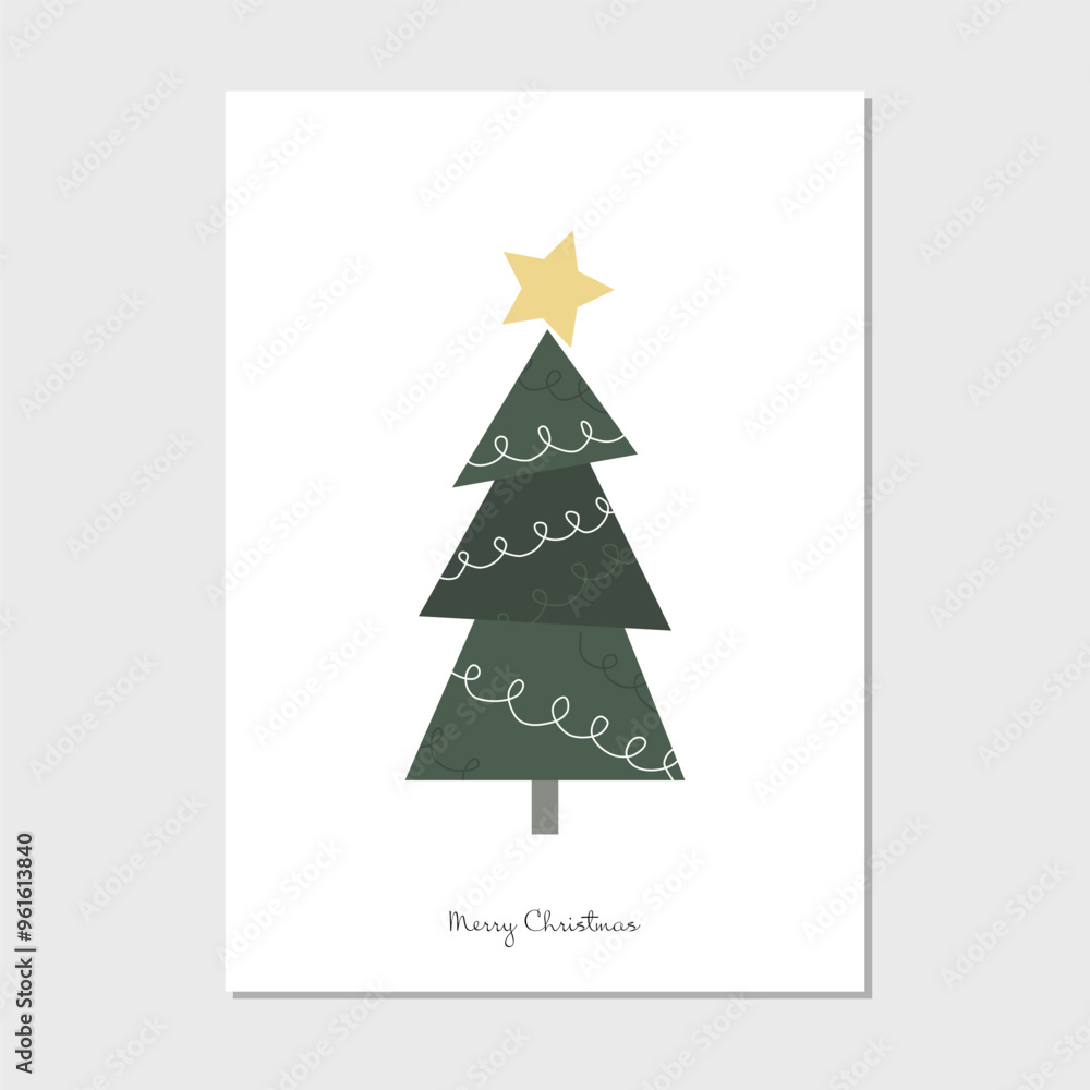 Vector greeting card of new year tree on white background. Merry Christmas concept Vector greeting card of new year tree on white background. Merry Christmas concept