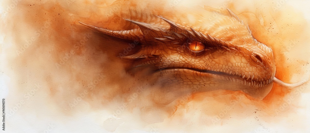 Fototapeta premium Orange eyes glint Sharp teeth gleam (Repeated sharp reduced to ensure variety and maintain concisen