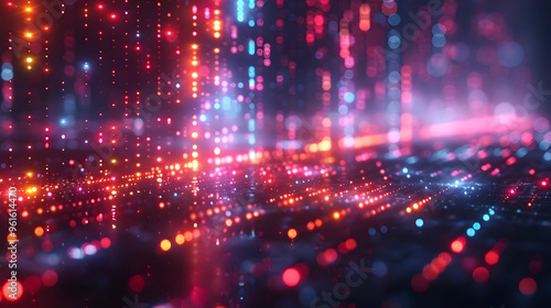 Abstract 3D Background with Red and Blue Lights