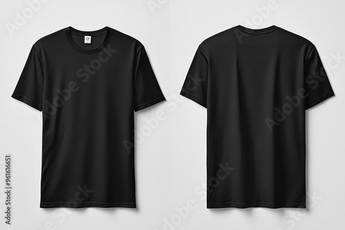 Black Tshirt Mockup Front and Back Isolated created with Generative AI