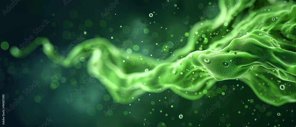 Obraz premium A tight shot of a green substance with water droplets forming at both its upper and lower edges