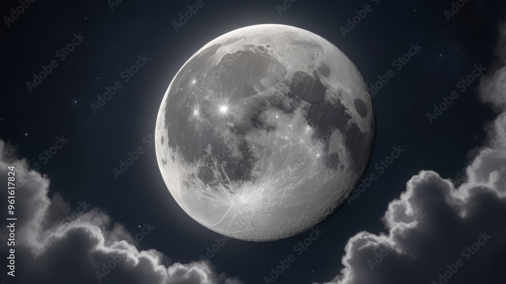 Waxing crescent moon close-up in nighttime sky Waxing crescent moon close-up in nighttime sky