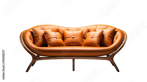 modern elegant bentwood couch sofa, studio view, isolated on transparent background. photo