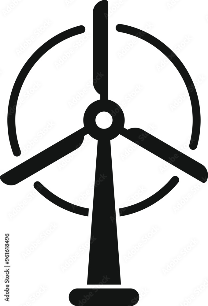 Simple vector icon of a wind turbine generating clean renewable energy Simple vector icon of a wind turbine generating clean renewable energy