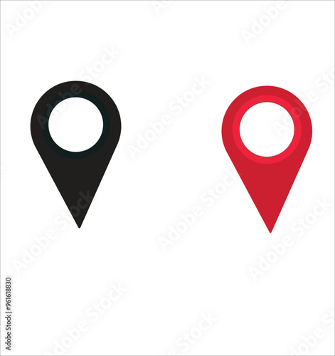 Location or map pin icon symbol. vector illustration isolated on white background. map pin icon. red ,black , 