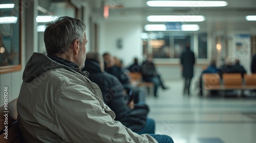 Obraz na płótnie doctor looking at crowded waiting room w salonie